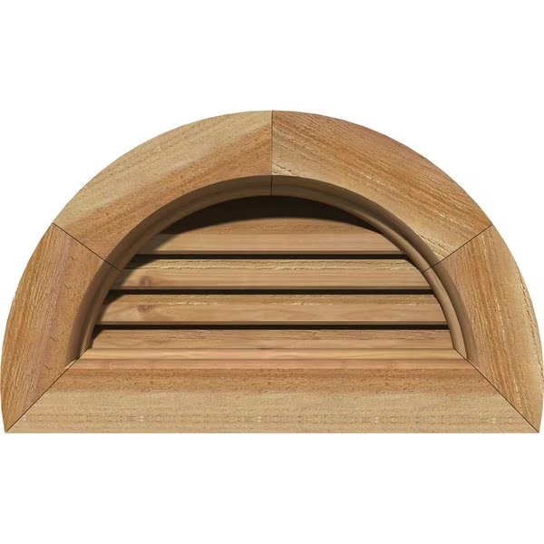 Half Round Gable Vent Functional, Western Red Cedar Gable Vent w/Brick Mould Face Frame, 34